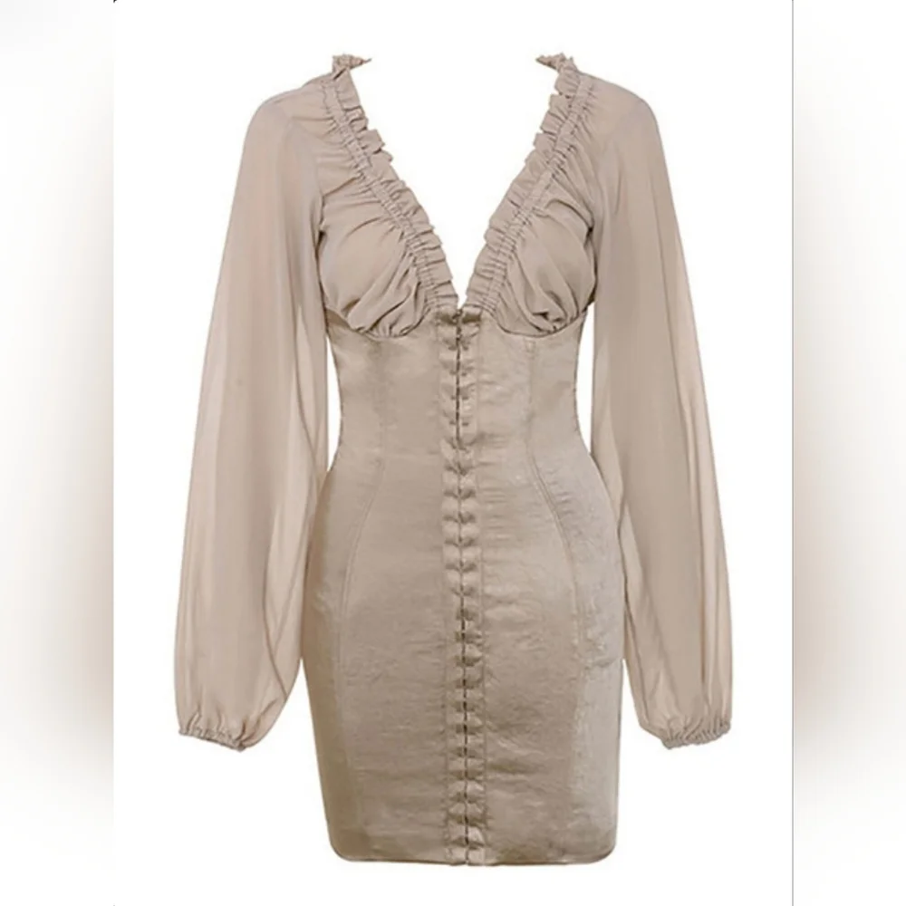 Fashion Nova- New With Tags Snatched Muted Rose  Mini Dress - Picture 6 of 7